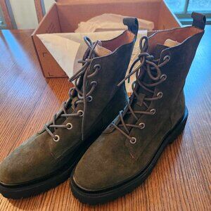 Madewell Green Suede Combat Boots Size 10
